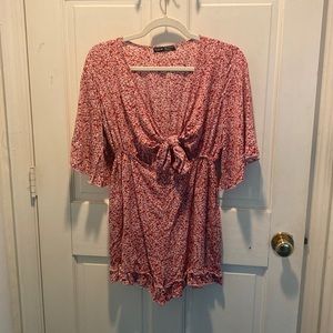 Small Floral Print Red Romper